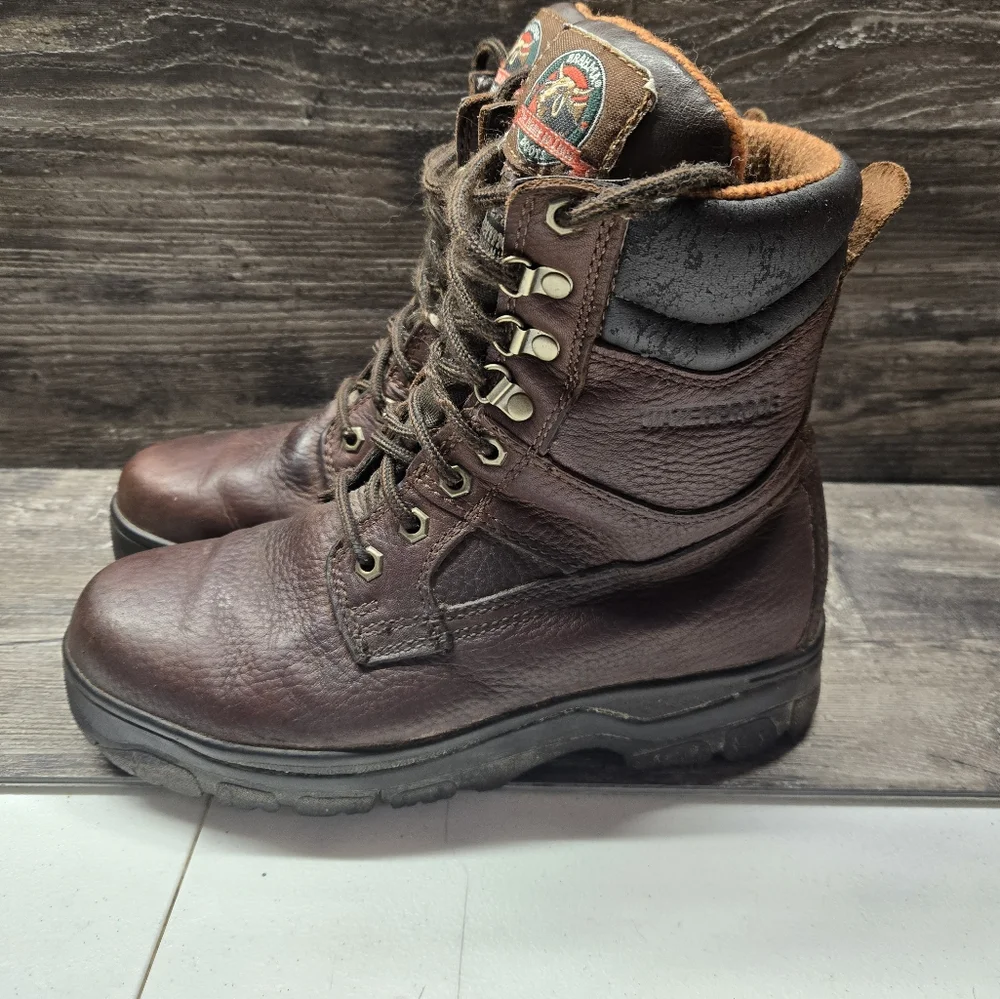 Brahma Men's Size 8 Steel Toe Work‎ Boots, Brown Oil & Slip Resistant